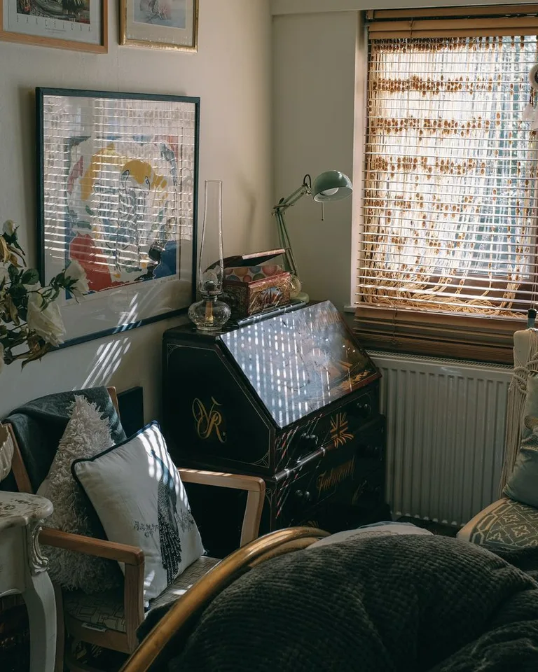 Vintage interior with classic furniture bathed in natural light