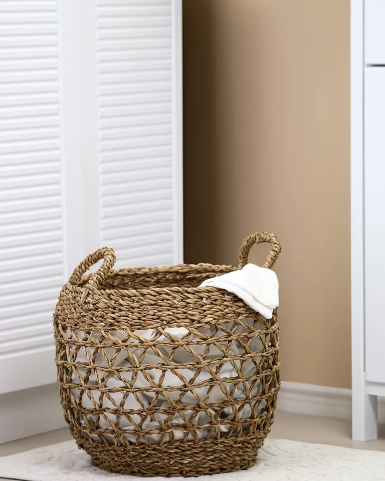 Woven storage basket in a modern interior