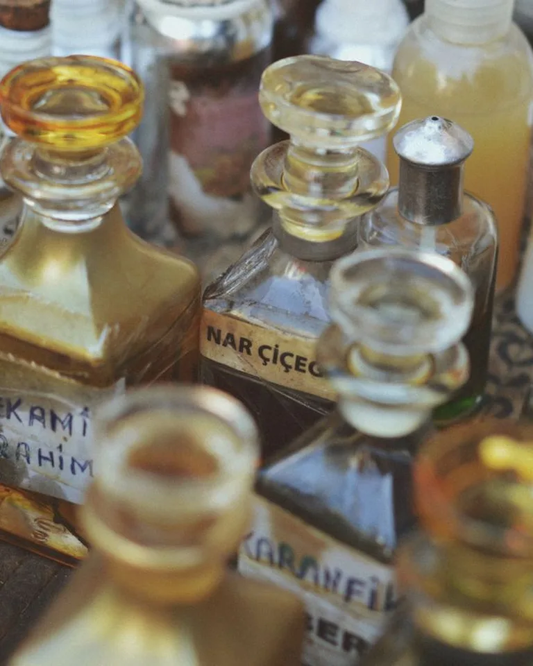 Glass potion bottles for a witch's Halloween display