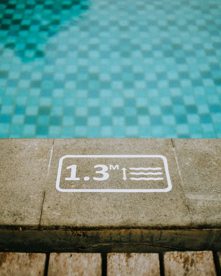 Inviting swimming pool with a depth marker