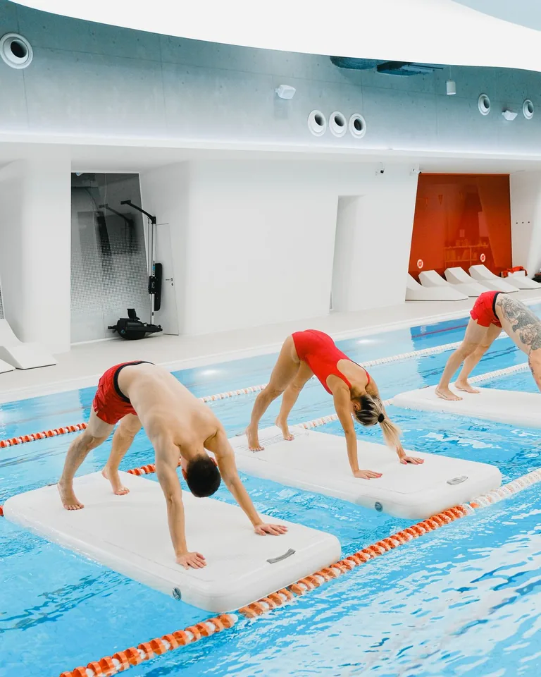 Swimmers training in a swimming pool
