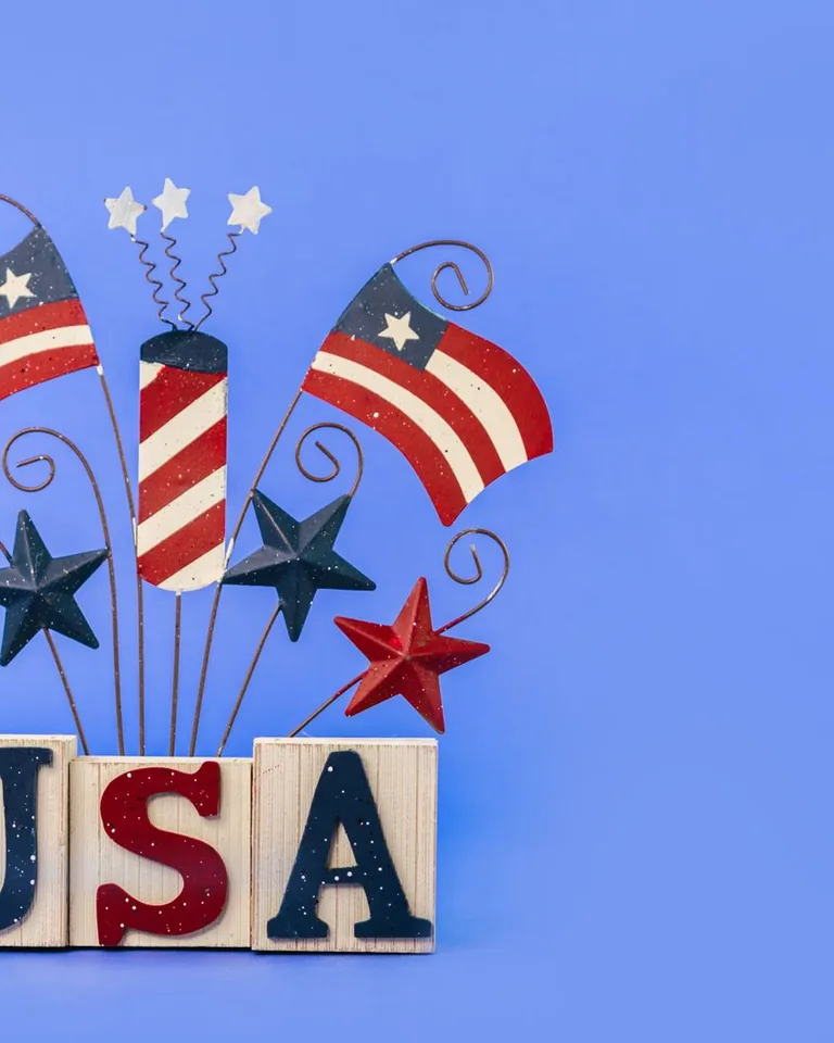 Patriotic decoration with flags and stars