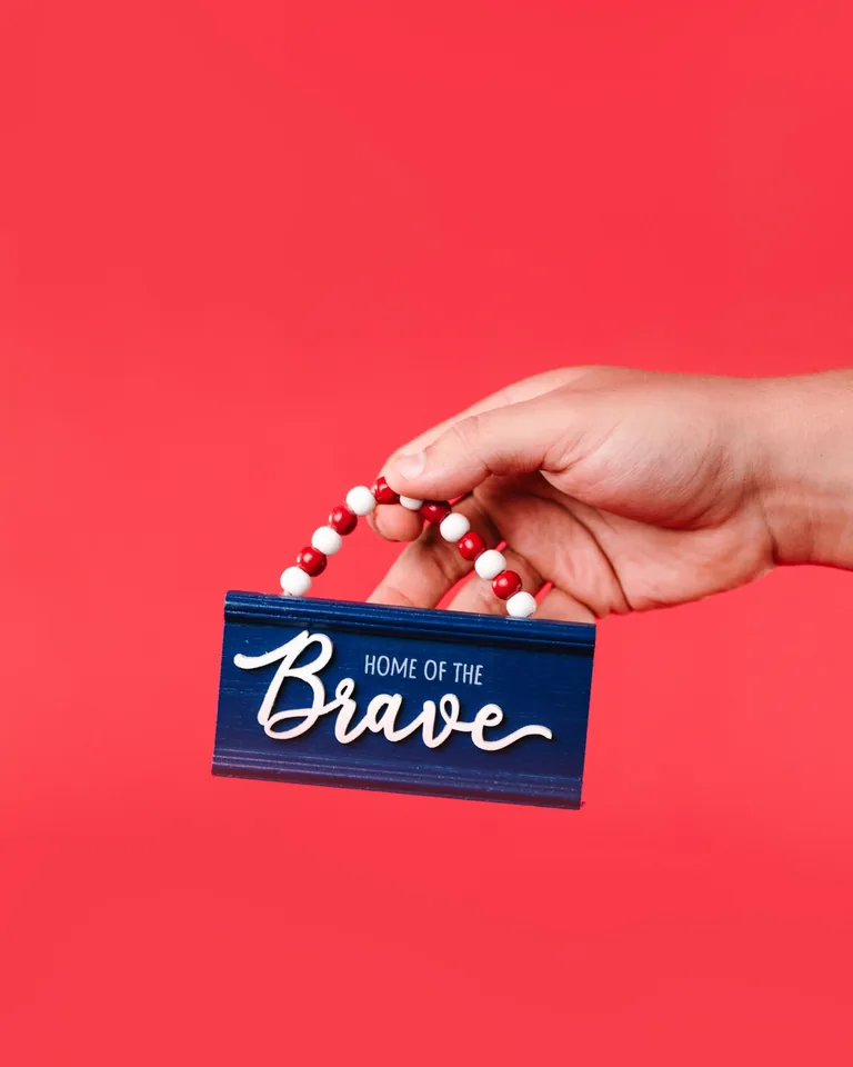 Beaded Home of the Brave patriotic sign