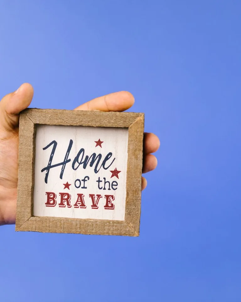 Framed Home of the Brave patriotic sign